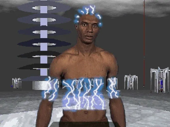 A man with a lightning torso